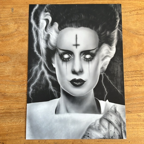 Bride of Frankenstein dark horror art 8 x 11 1/2 - Picture 2 of 2